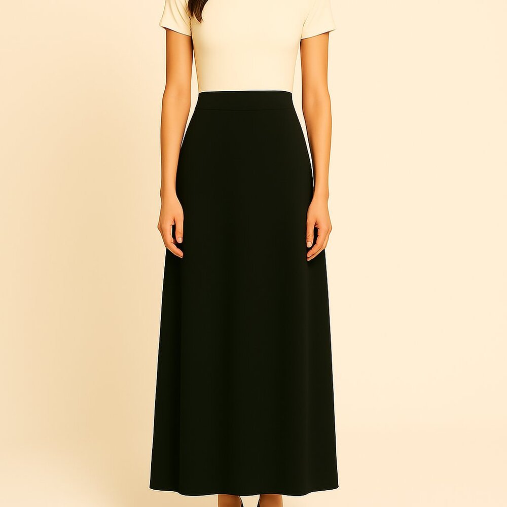Anne Klein petites black classic Preppy maxi skirt Size 8P